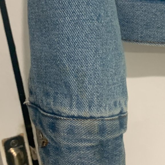 Blue Short Denim Sherpa Jean Jacket - Size 4 - Picture 3 of 4